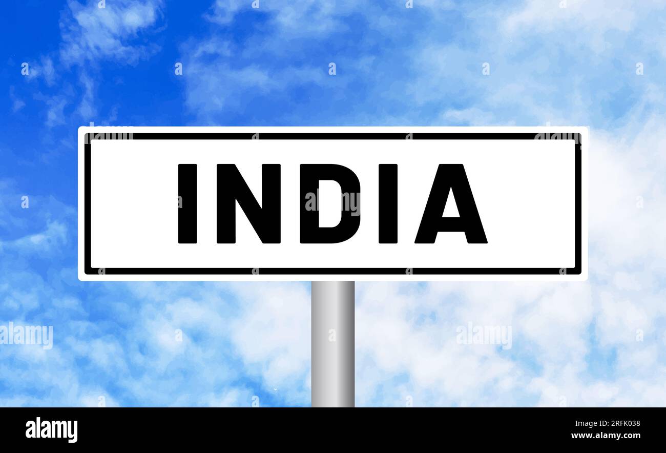 India Sign India road sign on blue sky background Stock Photo - Alamy