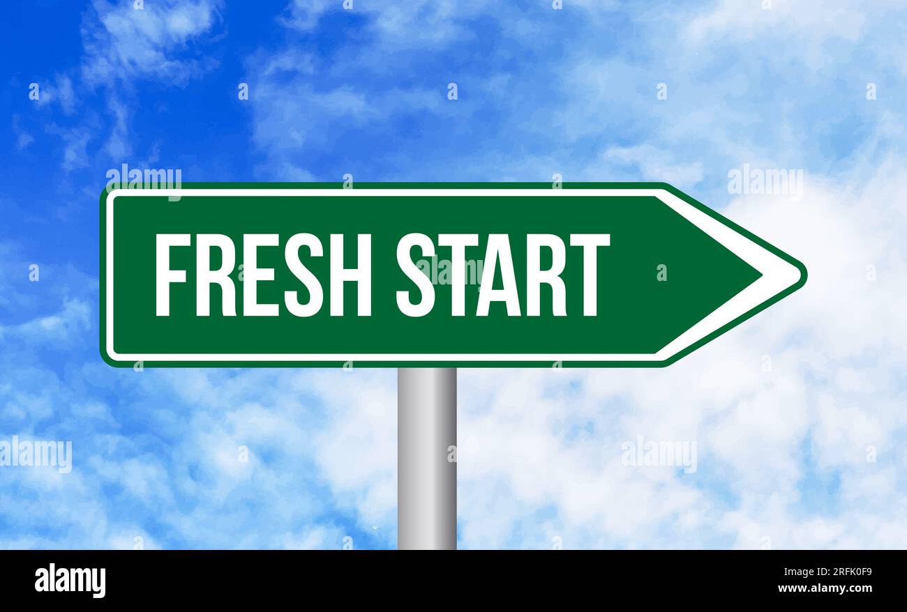 Fresh start road sign on cloudy sky background Stock Photo - Alamy