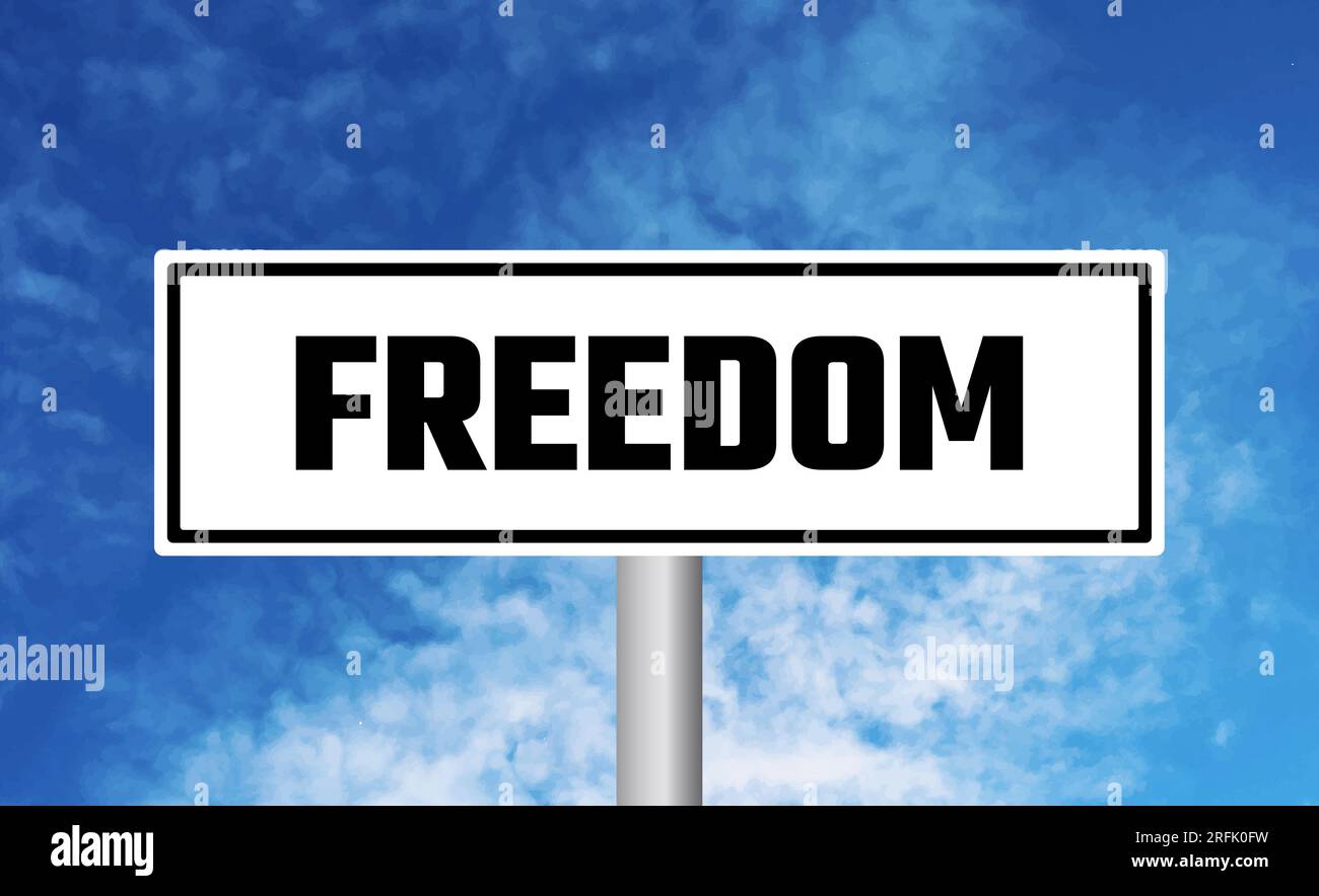 Freedom road sign on cloudy sky background Stock Photo - Alamy