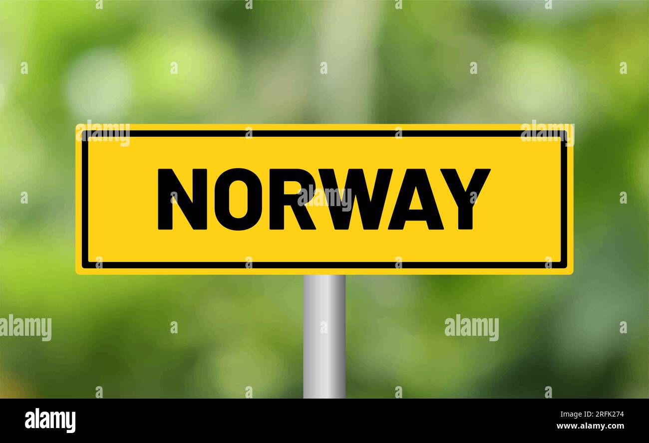 Norway road sign on blur background Stock Photo - Alamy