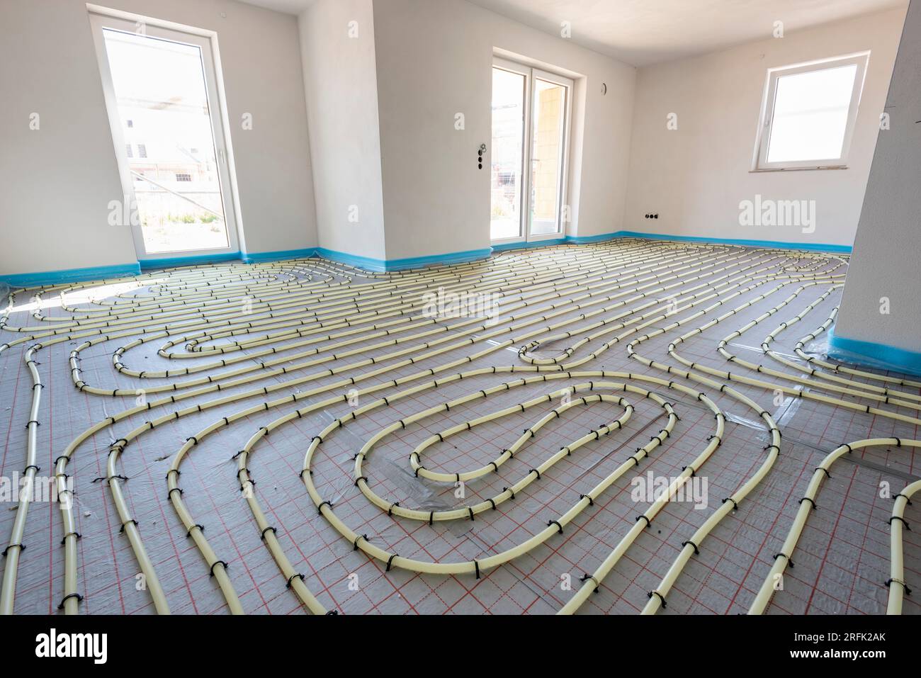 underfloor heating system in construction of new built residential home