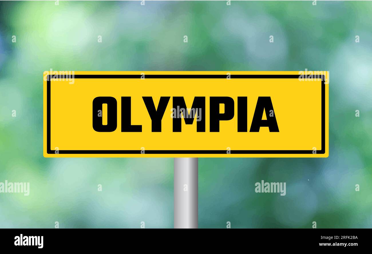 Olympia road sign on blur background Stock Photo - Alamy