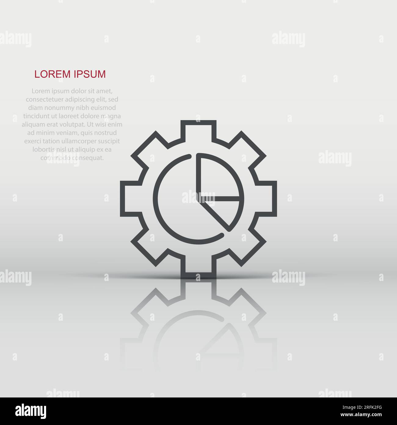 Workflow chart icon in flat style. Gear with diagram vector ...