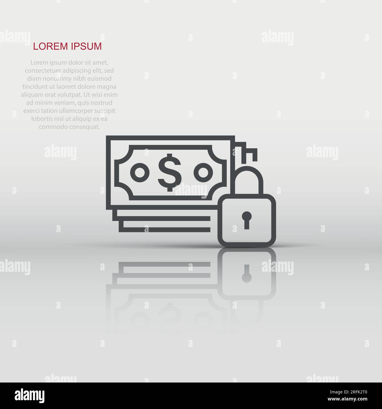 Dollar banknote with lock icon in flat style. Dollar cash safe vector ...