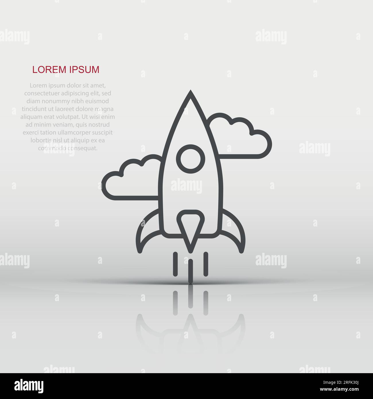 Rocket icon in flat style. Spaceship launch vector illustration on ...