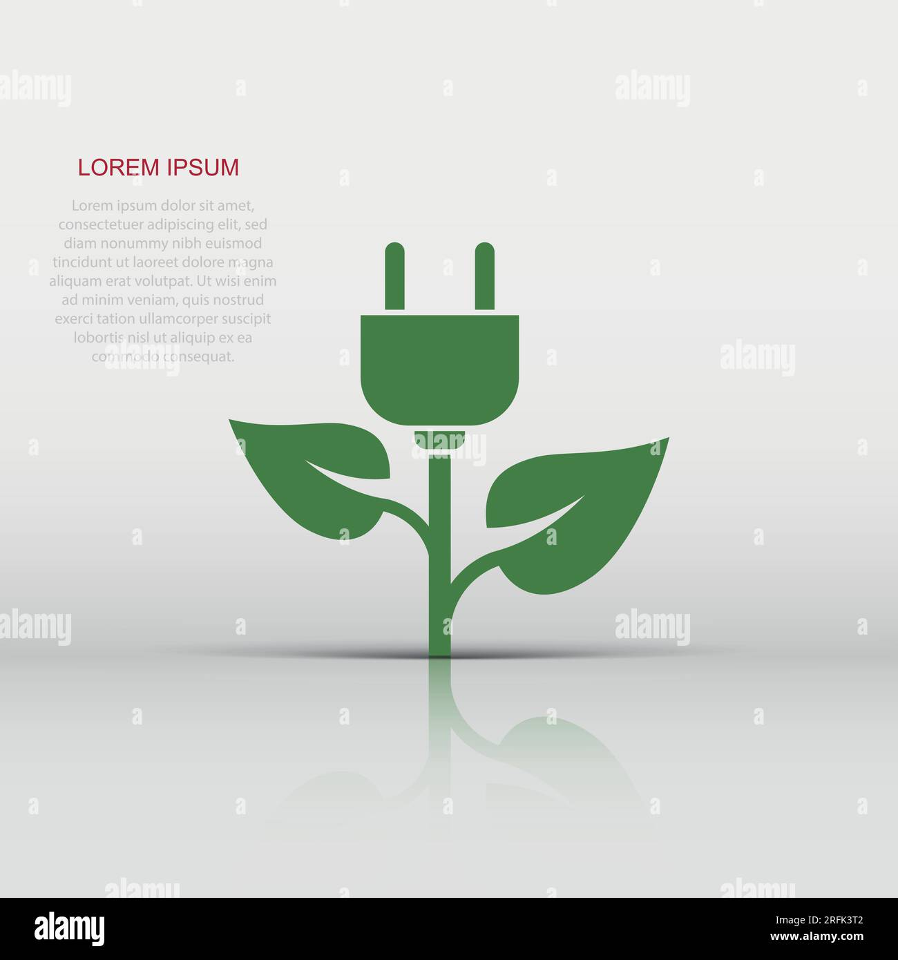 Eco power icon in flat style. Green energy vector illustration on white ...