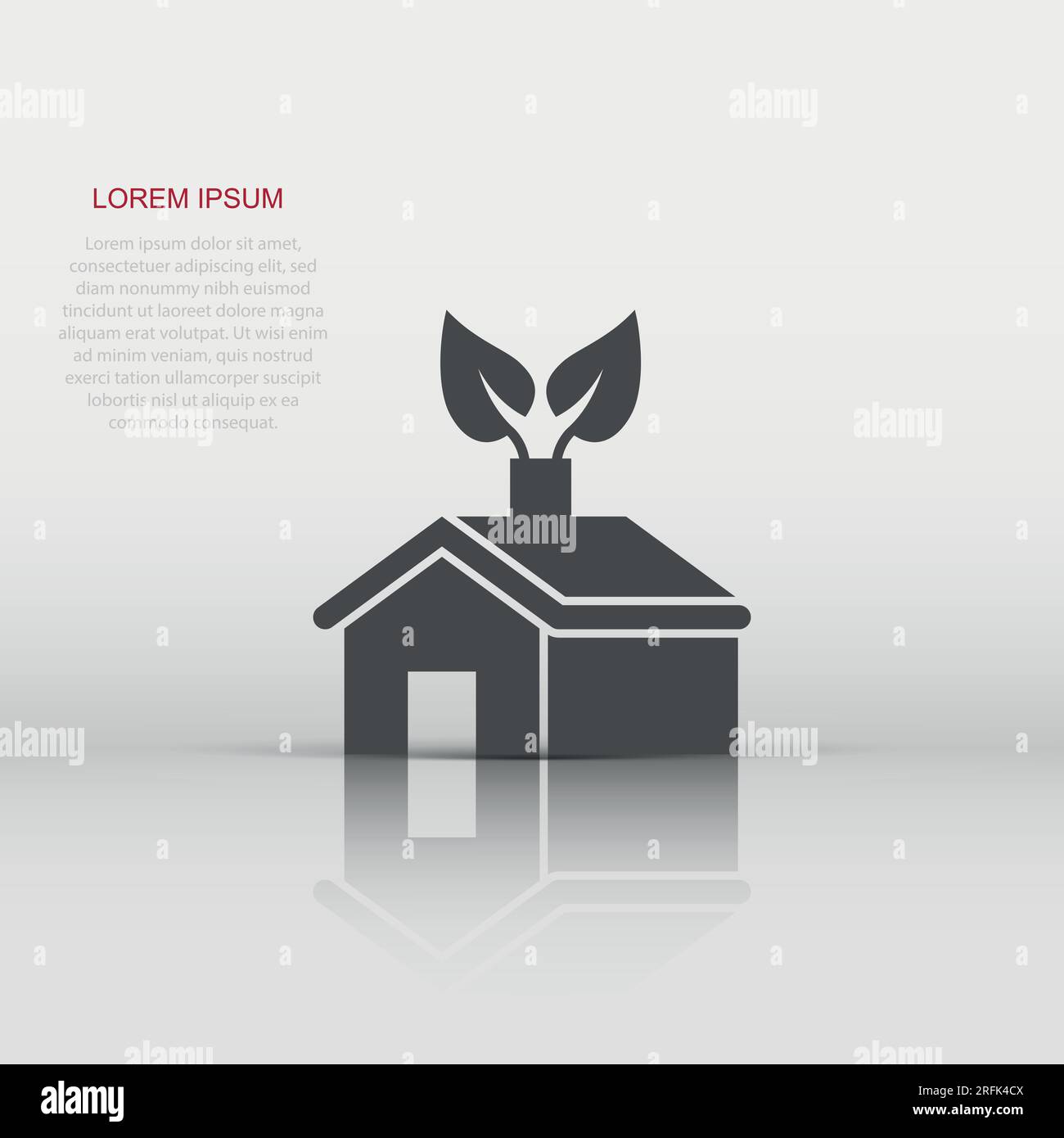 Ecology home icon in flat style. House with leaf vector illustration on ...