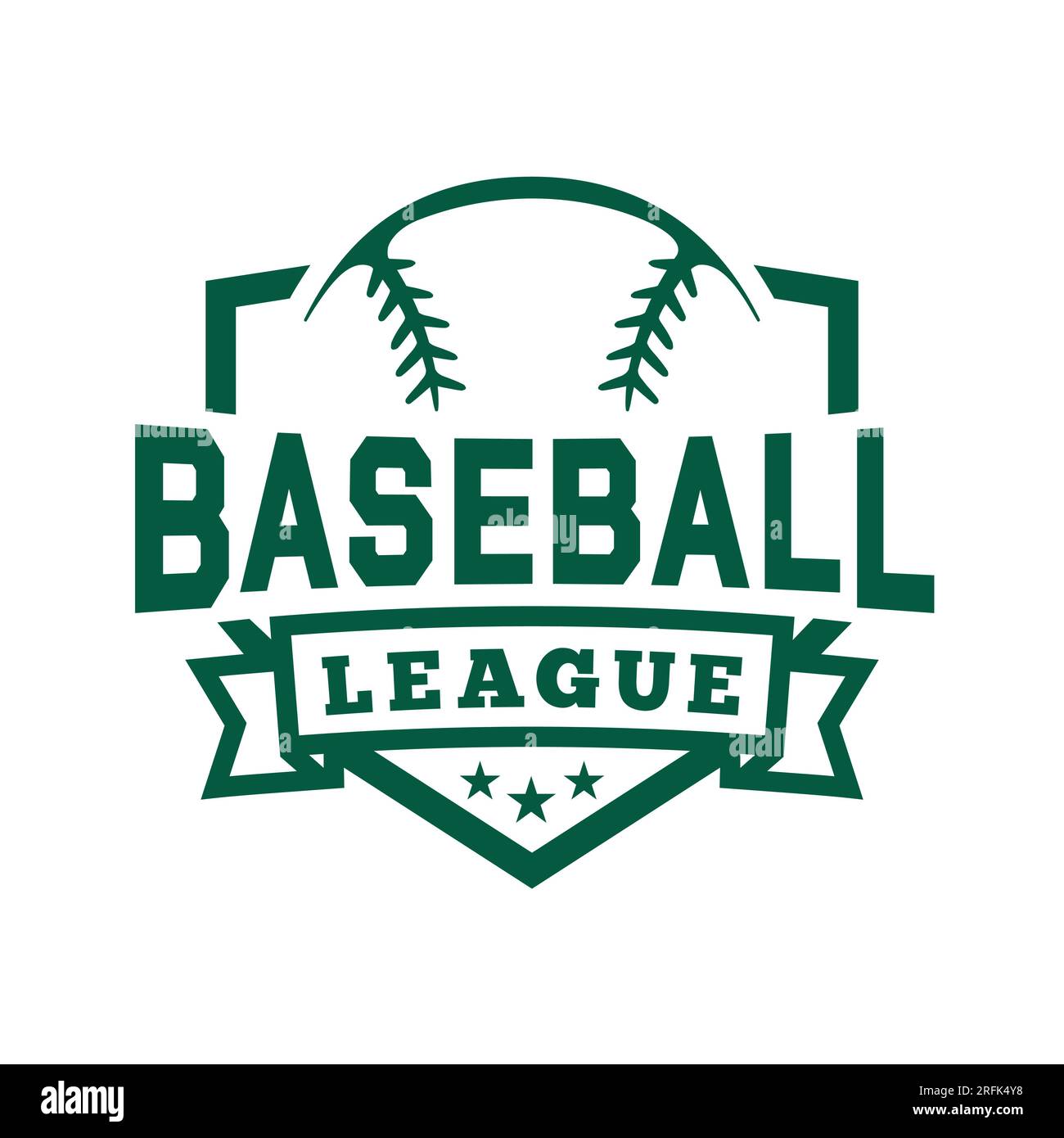 Baseball league shield emblem. Graphic design for tshirt. Vector and illustration Stock Vector