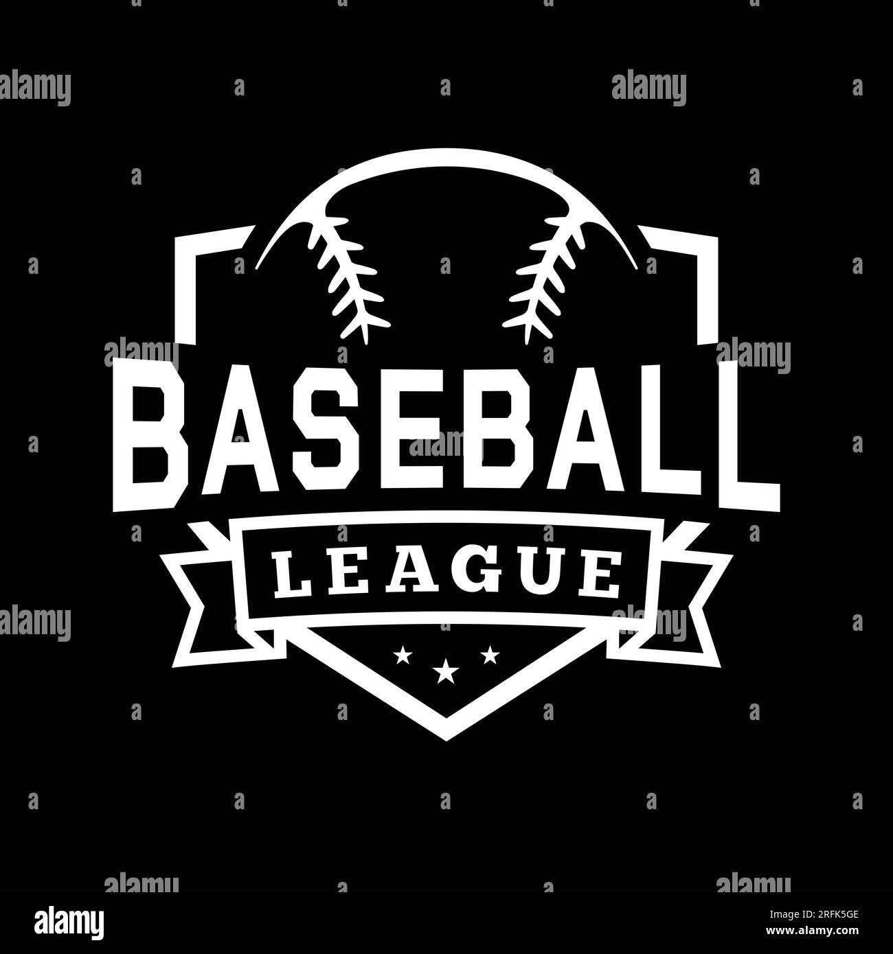 Baseball league shield emblem. Graphic design for tshirt. Vector and illustration Stock Vector