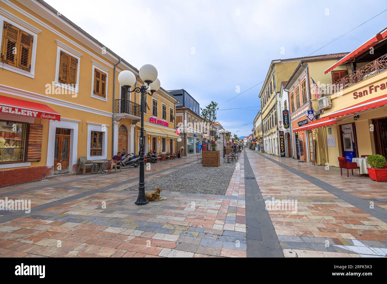 Shkoder, Albania - May 1, 2023: Shkodra street view, captivating fusion