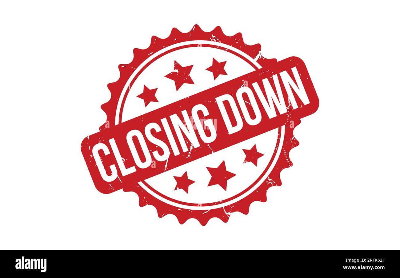 Closing down rubber grunge stamp seal vector Stock Vector