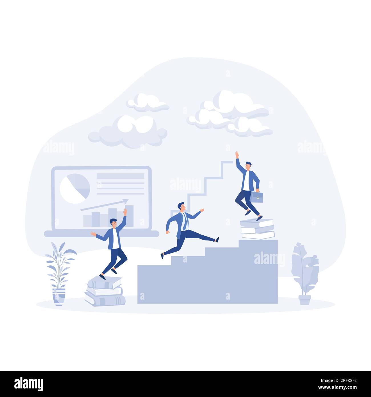 Succes of Business concept, Way up to reach the goal of Business, flat vector modern illustration Stock Vector