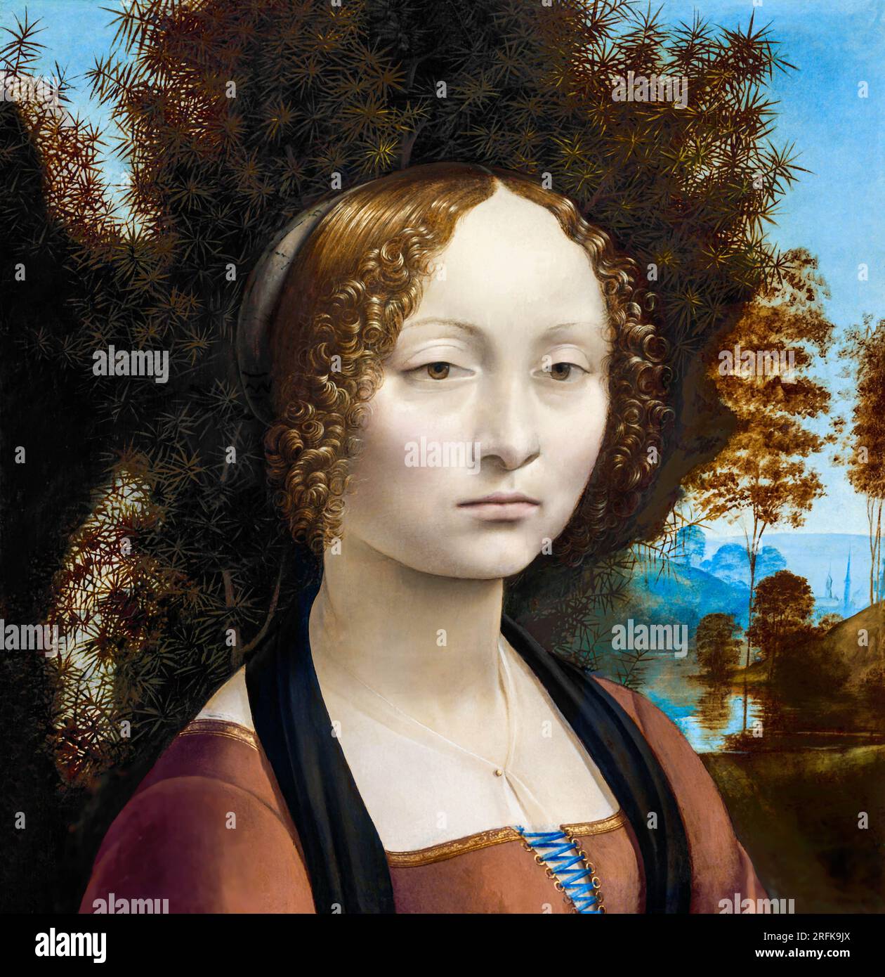 Ginevra Benci painting in high resolution by Leonardo da Vinci