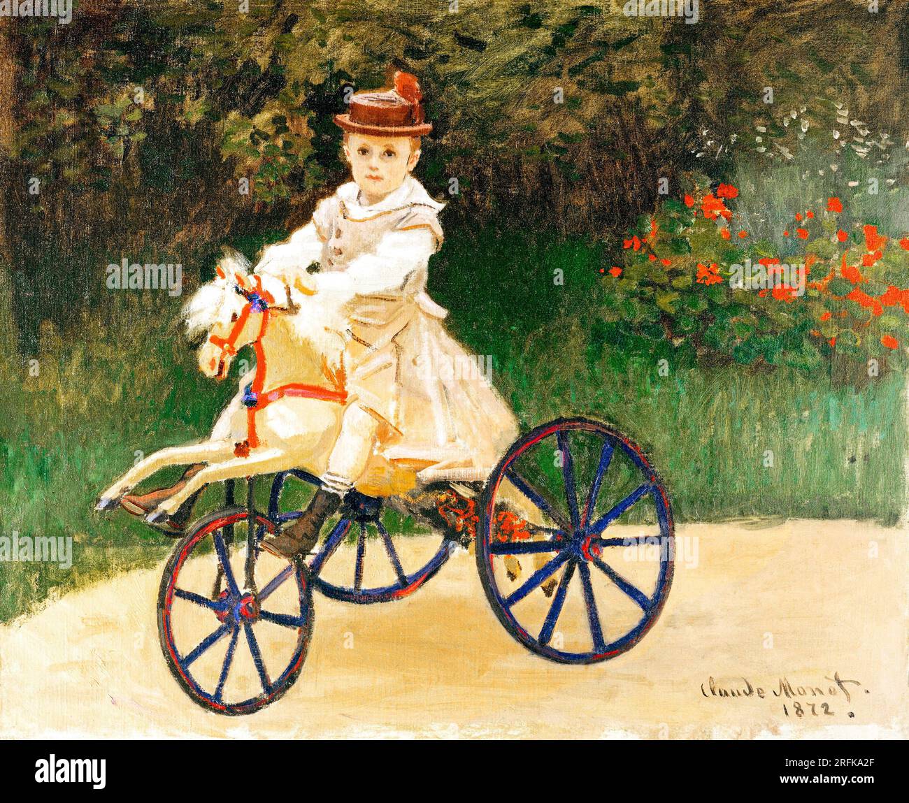 Jean Monet on His Hobby Horse  by Claude Monet, high resolution famous painting. Original from The MET. Stock Photo