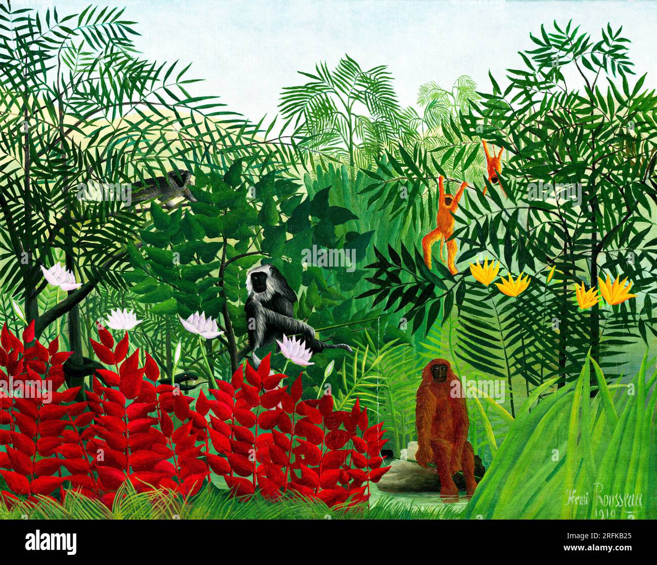 Tropical Forest with Monkeys  by Henri Rousseau. Original from The National Gallery of Art. Stock Photo