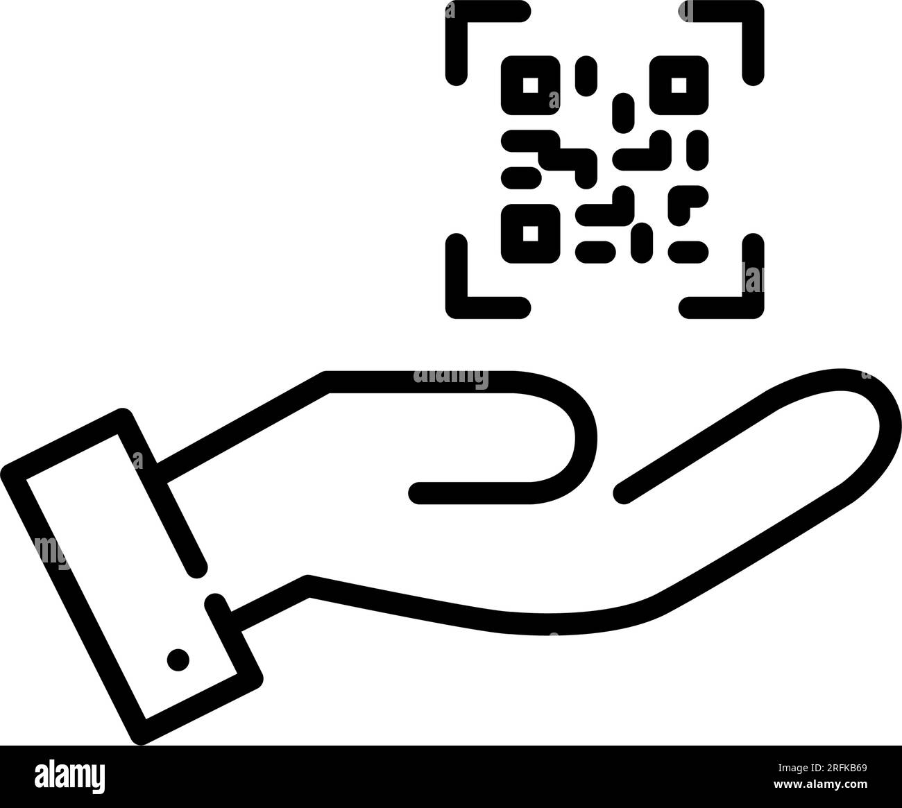 QR code in a hand. Payments, links and product information. Pixel ...