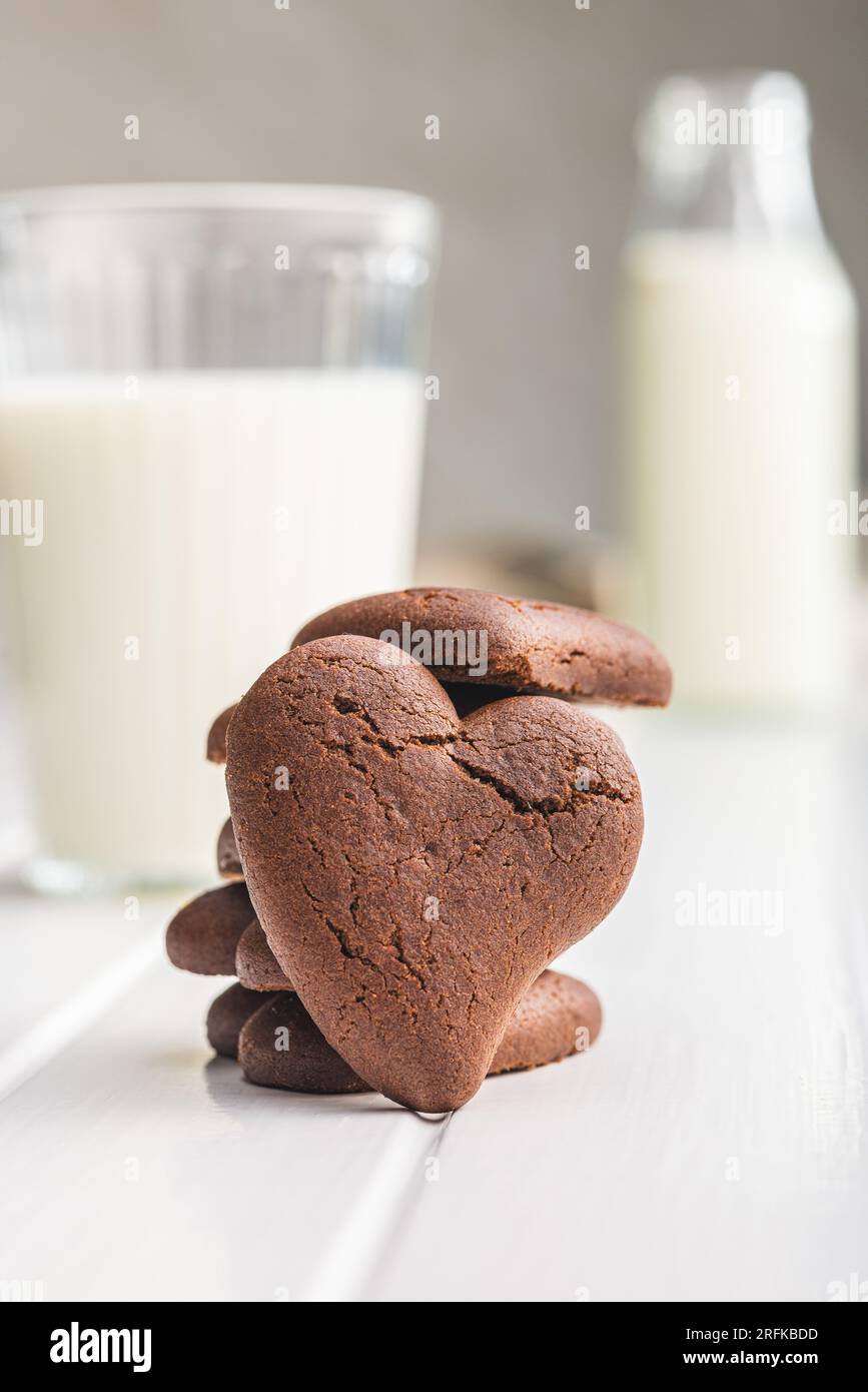 Heart shaped cookies on the white table. Stock Photo