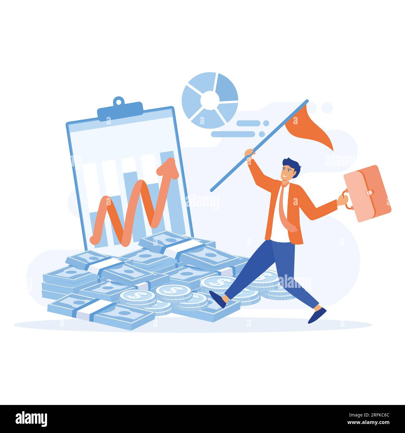 Active income, Works, earns salary. Idea of financial growth, business development, wages. Activity growth, flat vector modern illustration Stock Vector