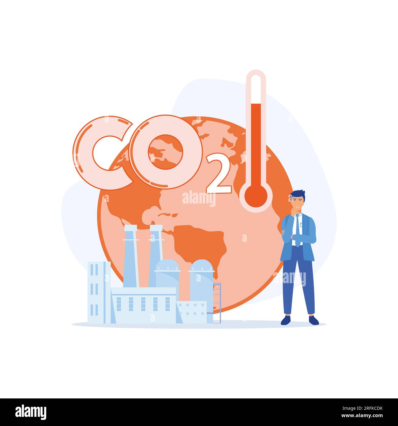 Circular economy, Sustainable economic growth, green energy and reduce co2 emission and climate impact, flat vector modern illustration Stock Vector