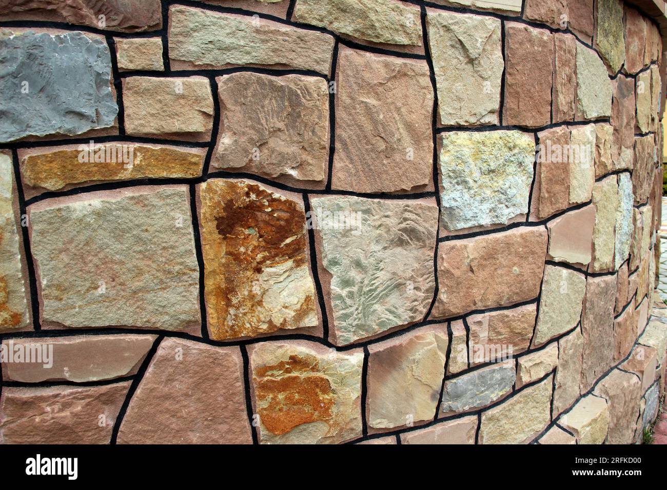 Split and processed red natural stone is used in construction Stock