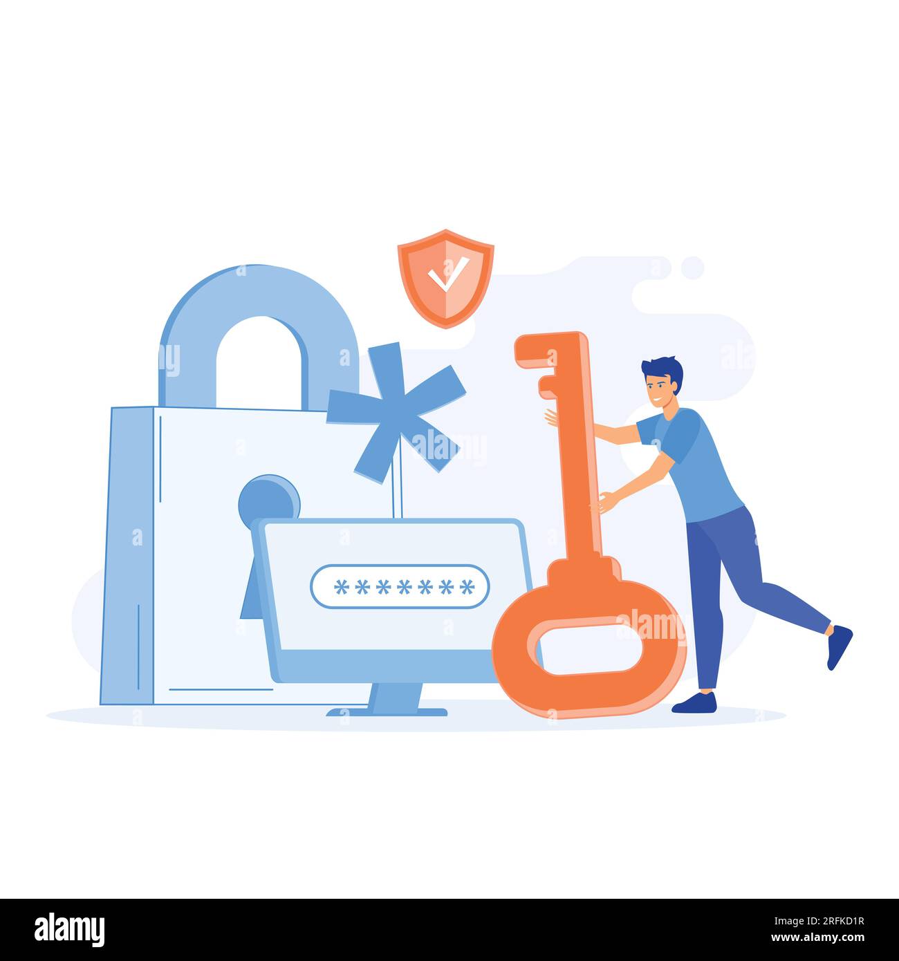 data security system concept, protection web access control, flat ...