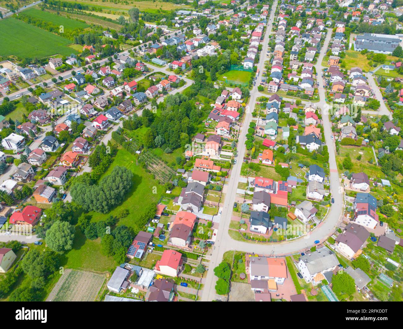 Aerial photo of village of Houses Residential Drone Above View S Stock Photo