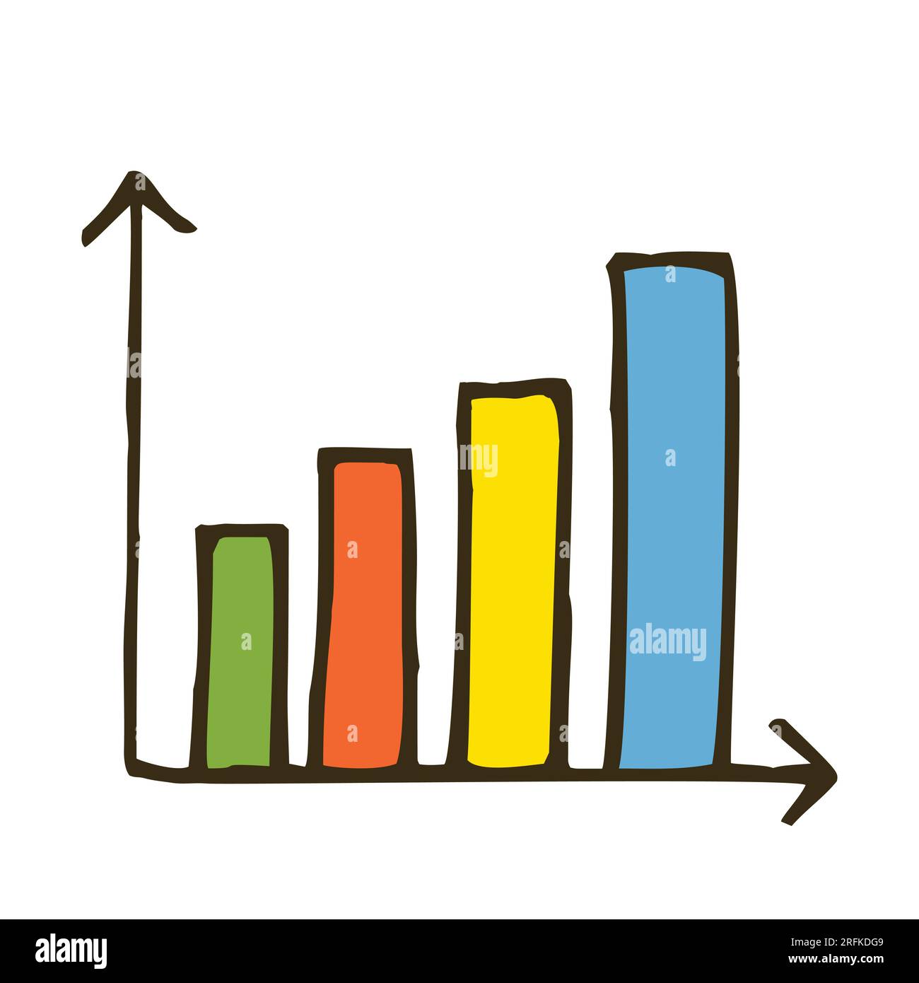 Doodle graph chart icon or logo, hand drawn with thin black line Stock Vector