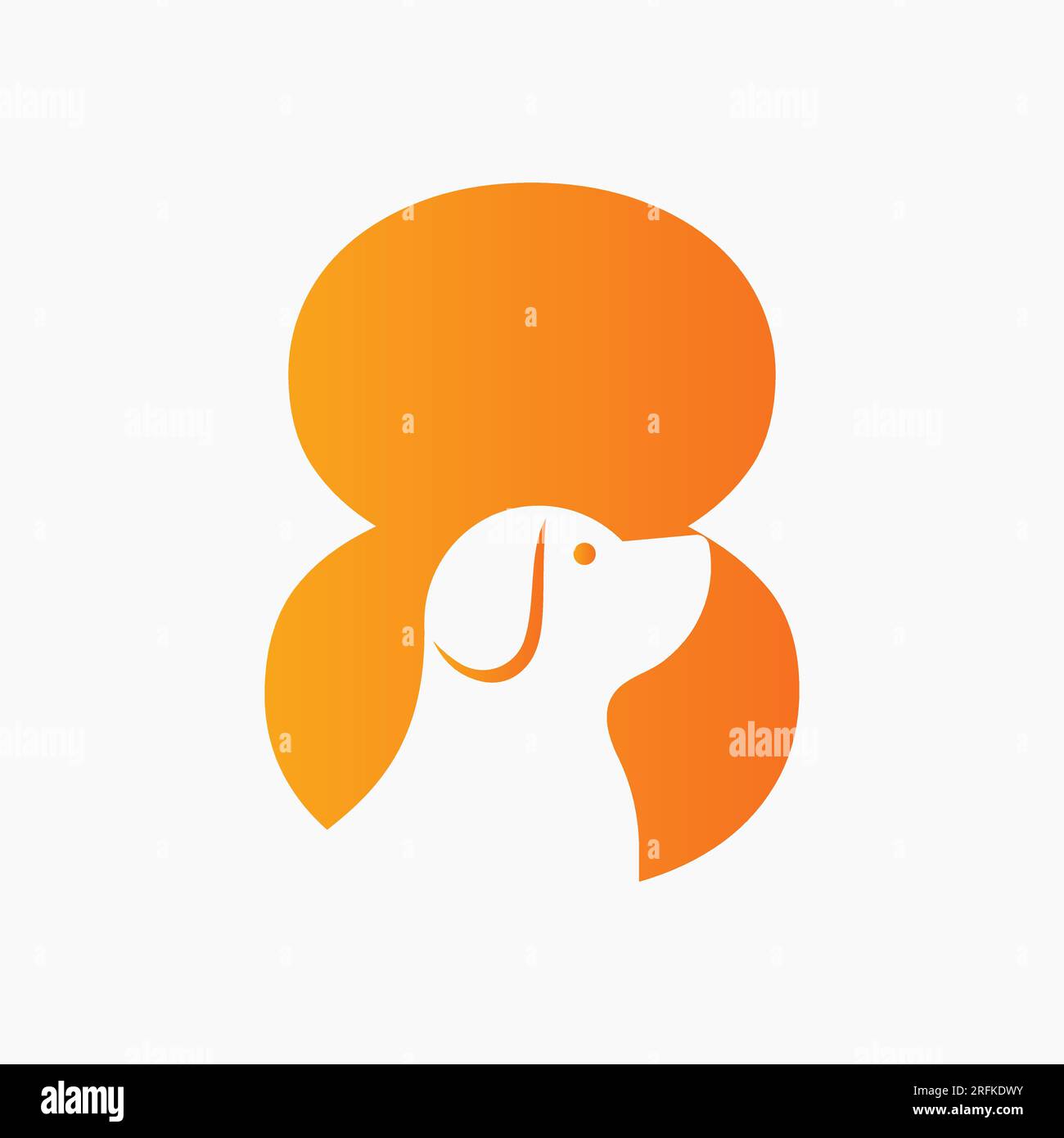 Letter 8 Pet Logo Design. Dog Logo Symbol Vector Template. Dog On Alphabet Stock Vector