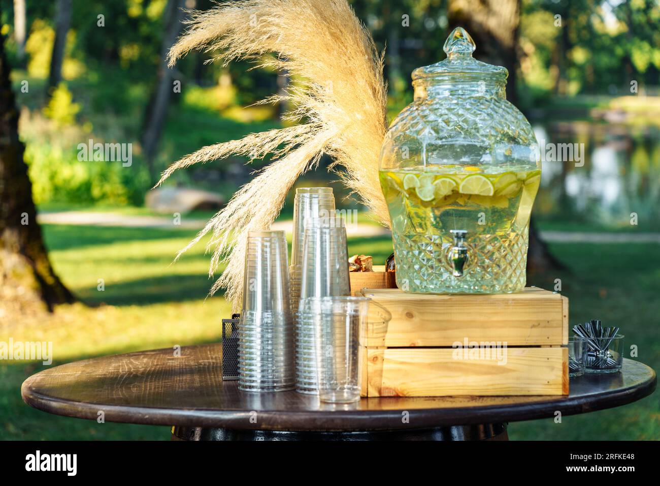 Homemade Glass Water Container Stands on the Table. the Container Has a  Water Tap Stock Photo - Image of lifestyle, glass: 241674284