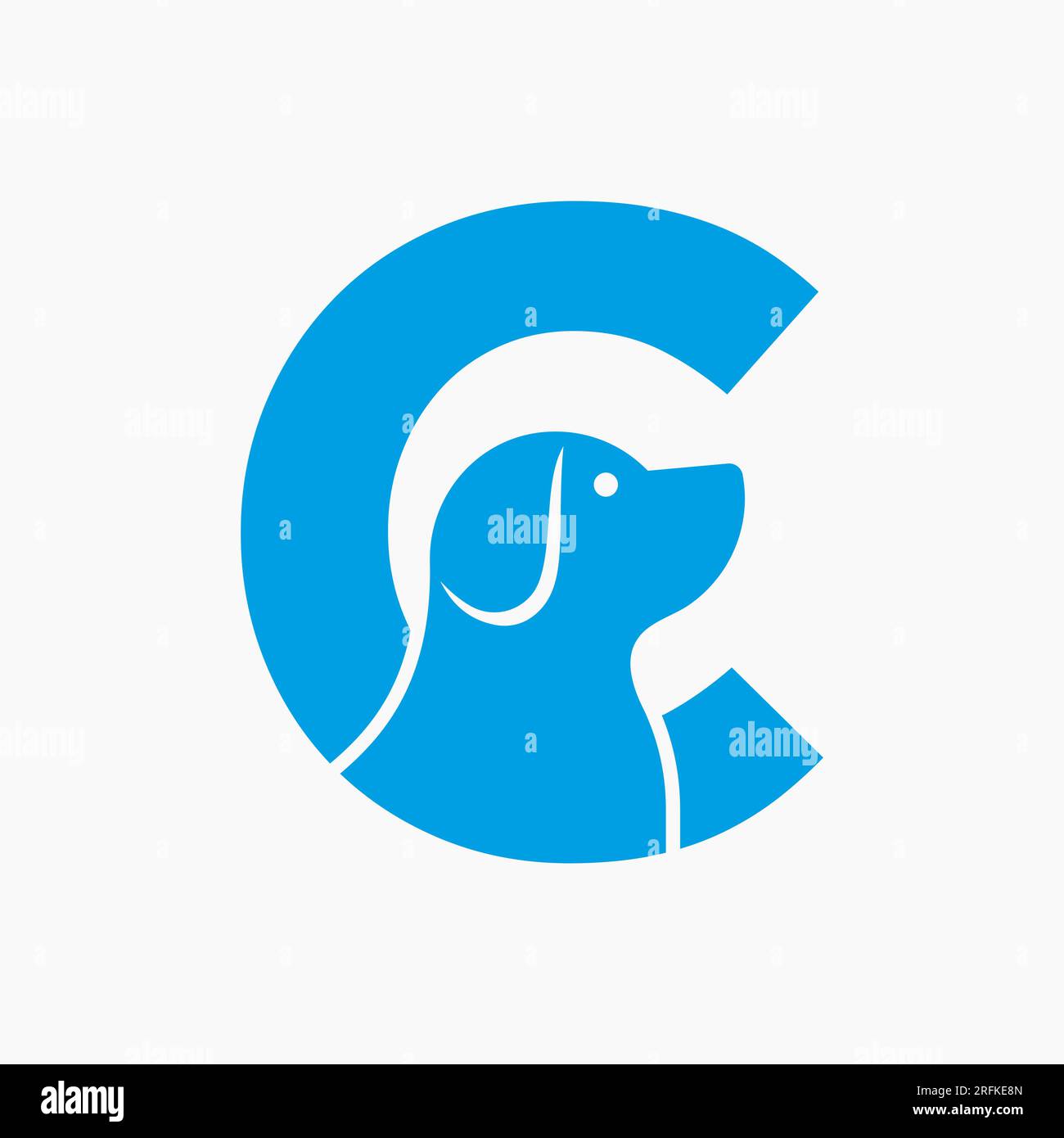 Letter C Pet Logo Design. Dog Logo Symbol Vector Template. Dog On