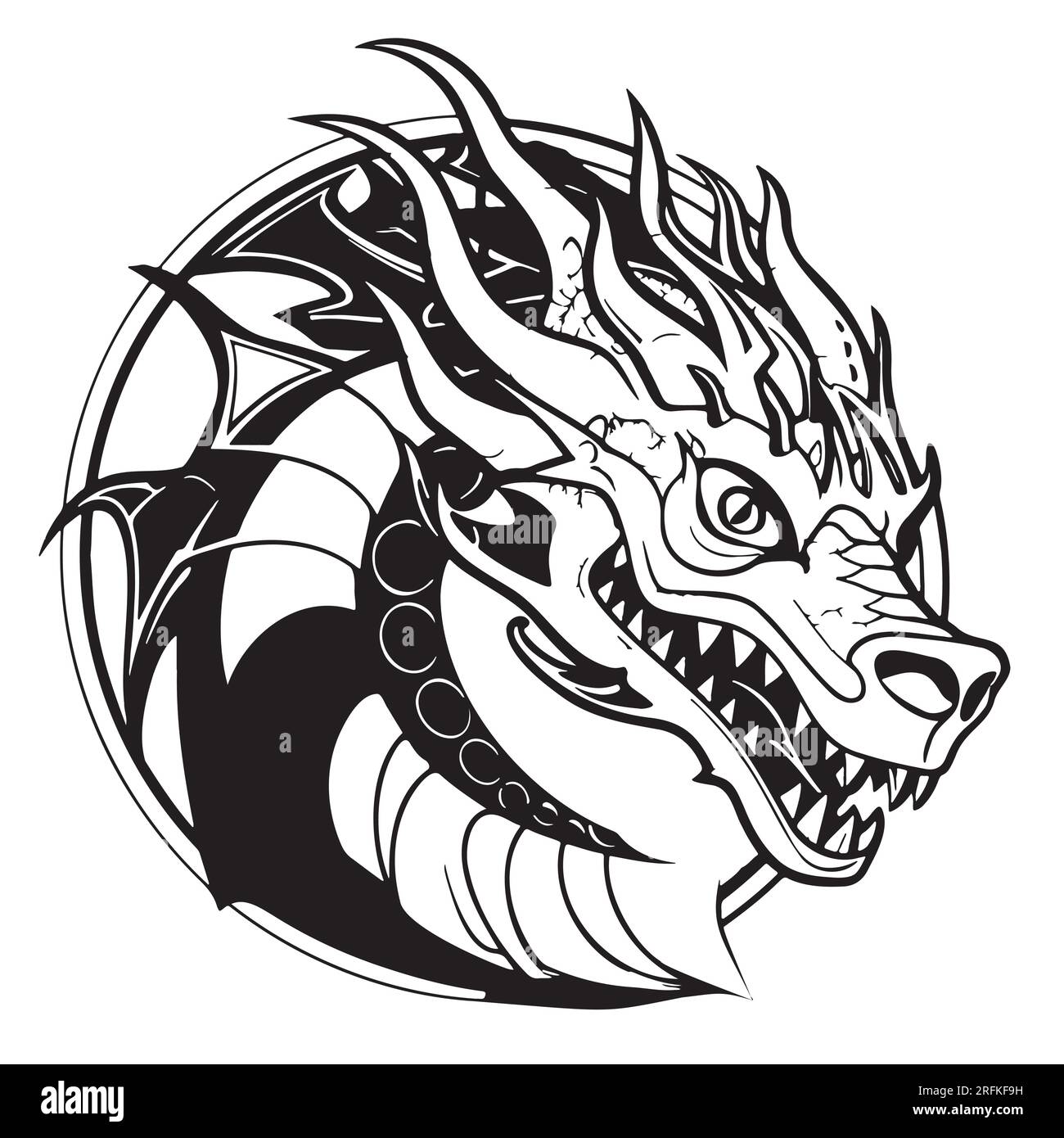 Dragon mystical sketch logo drawn in doodle style vector Stock Vector