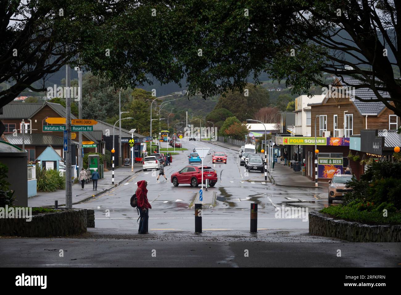 Suburban shopping area, Raumati, Kapiti, North Island, New Zealand Stock Photo