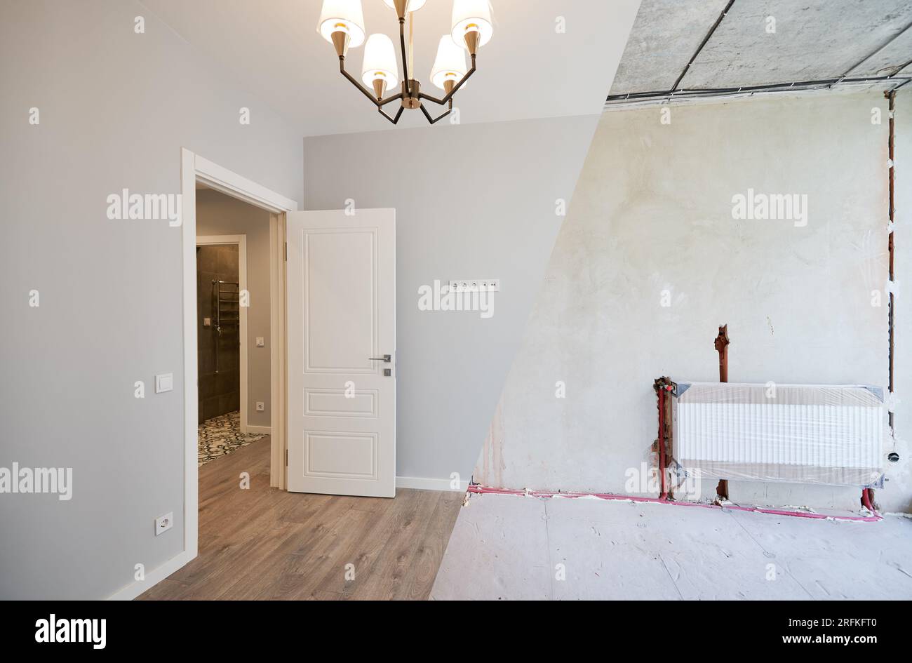 Curated visual reference: Visual Reference: Photo Collage Of Apartment Room Before And After Restoration Or