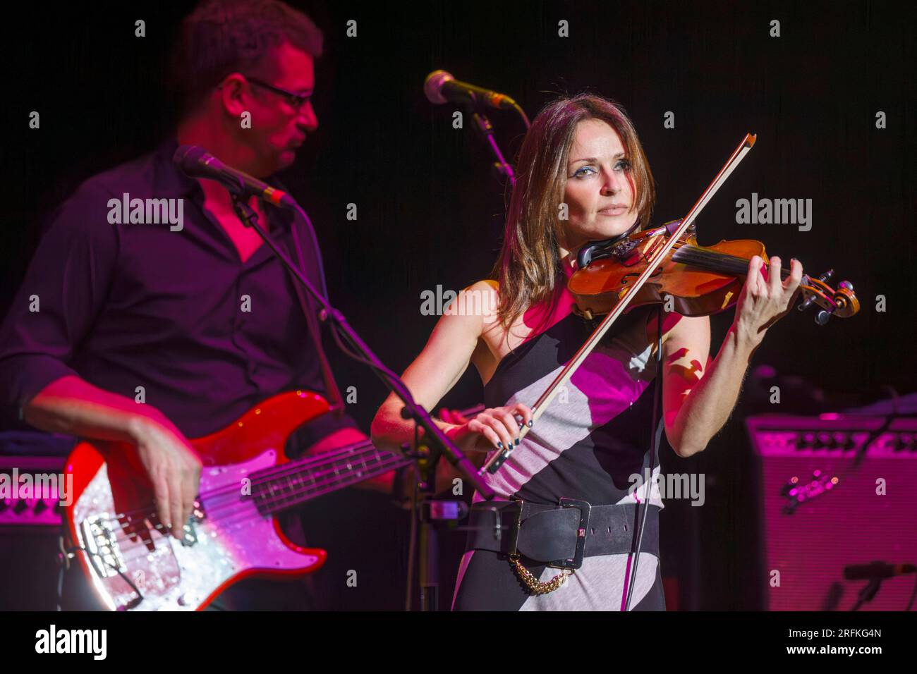 Irish singer-songwriter and musician Sharon Corr performs live in concert, Vector Arena, Auckland, New Zealand Stock Photo