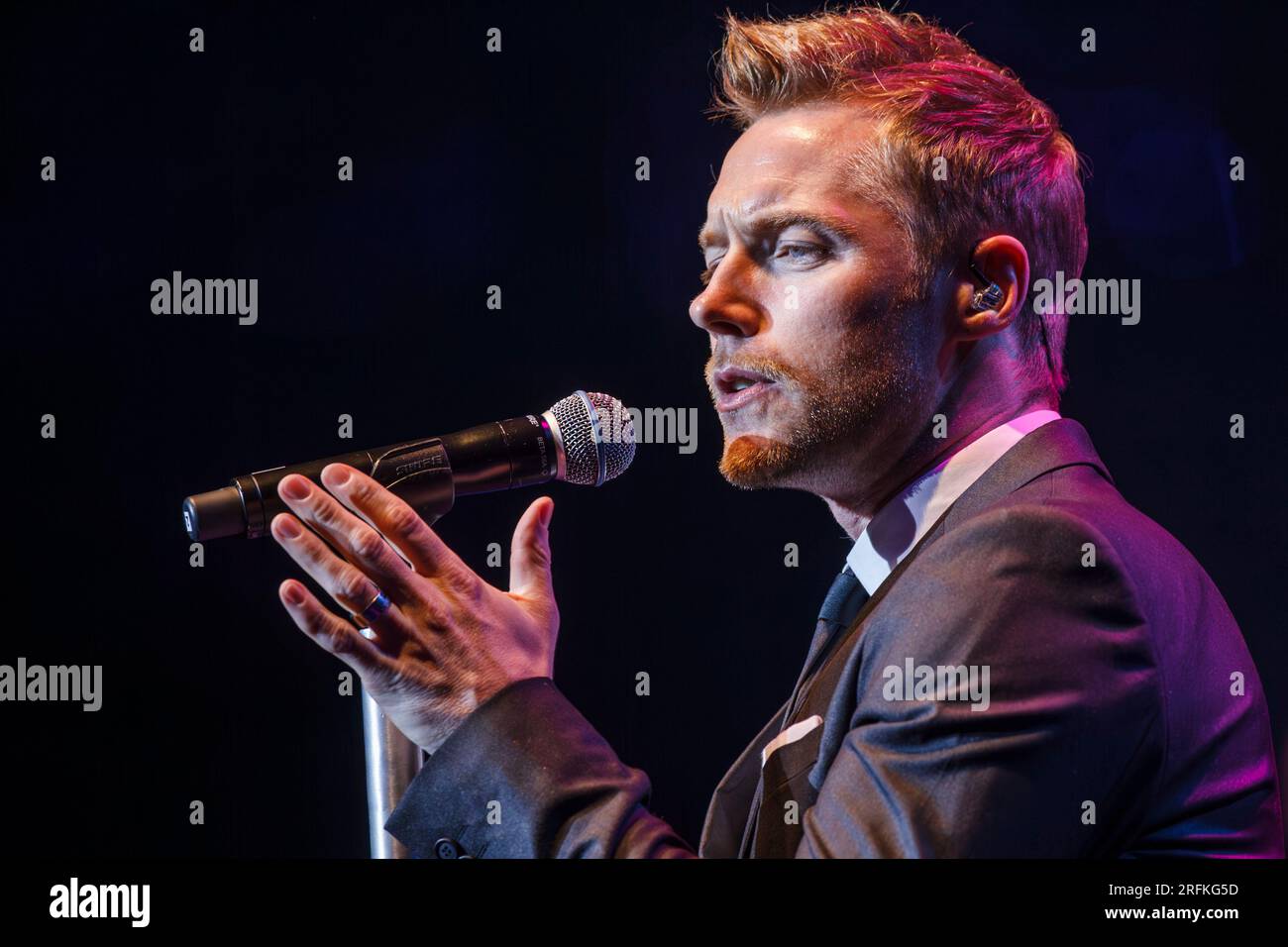 Irish singer-songwriter and musician Ronan Keating performs live in concert, Vector Arena, Auckland, New Zealand Stock Photo