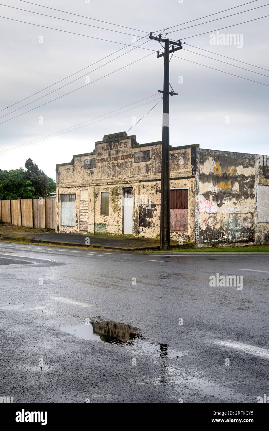 Old General Store building, near Manaia, Taranaki, North Island, New Zealand Stock Photo