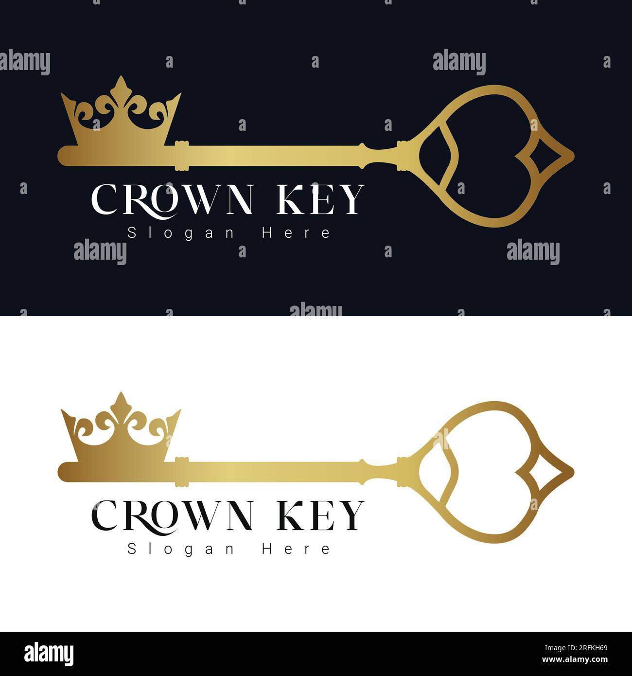 Luxury Crown Key Logo Design Vintage Key Logotype Stock Vector Image