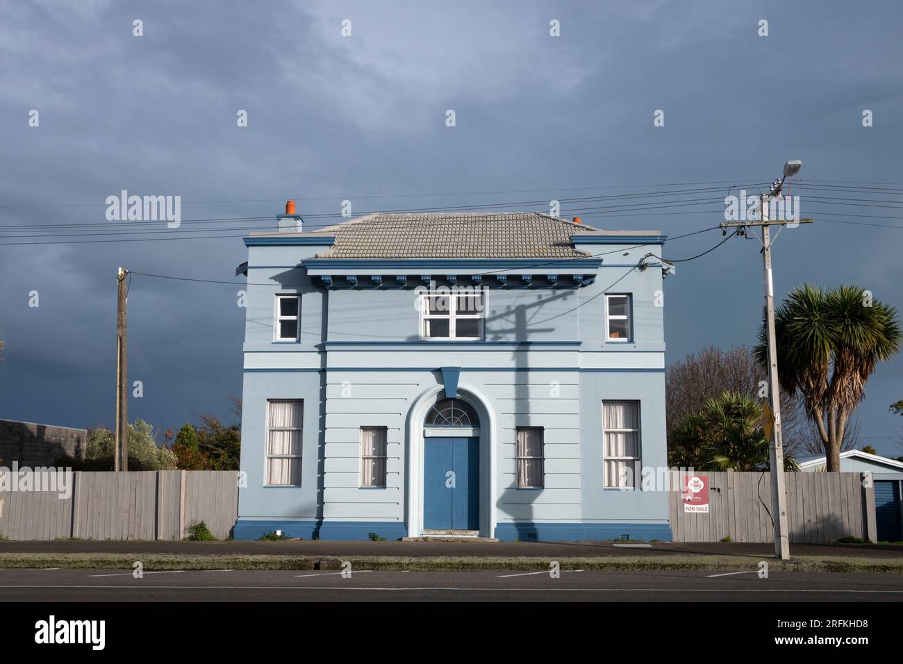 Old Bank Building, Manai, Taranaki, North Island, New Zealand Stock