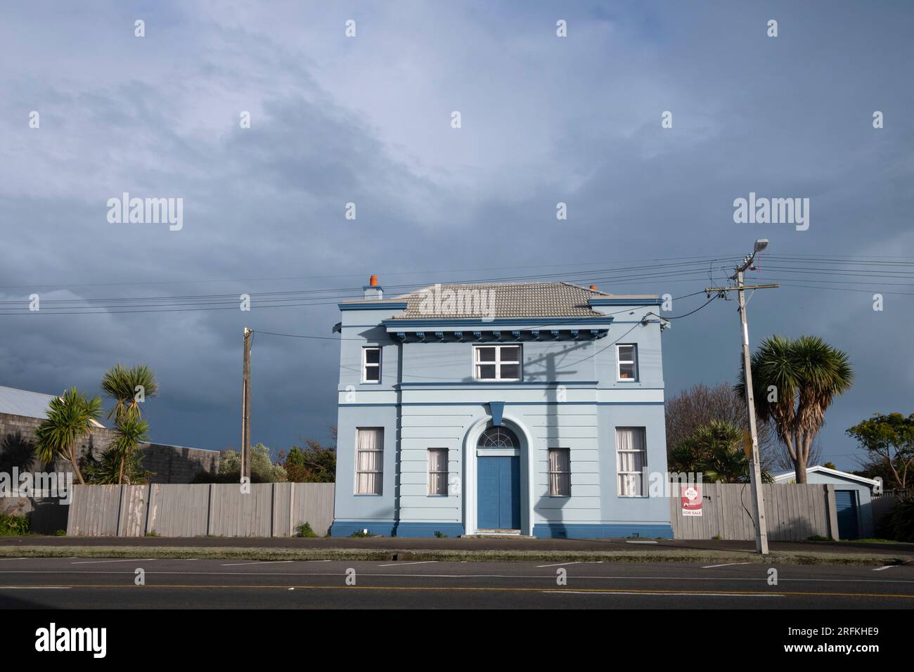 Old Bank Building, Manai, Taranaki, North Island, New Zealand Stock