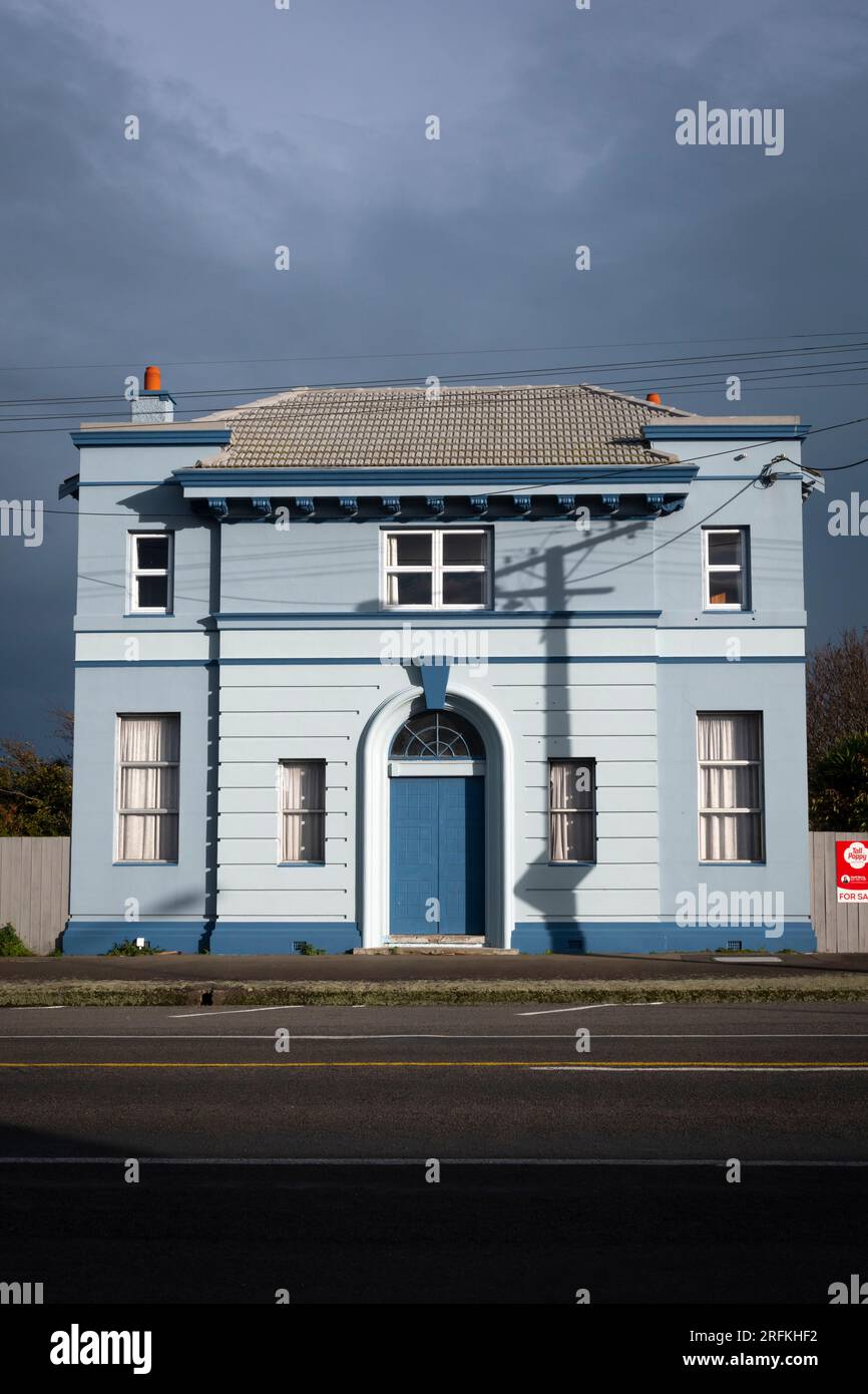 Old Bank Building, Manai, Taranaki, North Island, New Zealand Stock