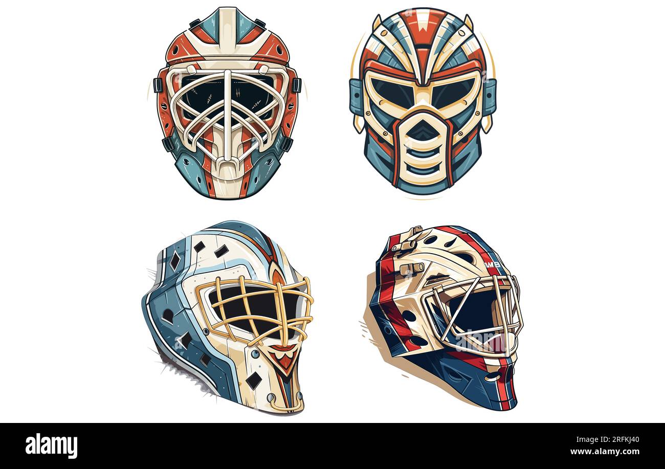 Hockey Goalie Mask flat illustration, Vector illustration Hockey goalie helmet Stock Vector