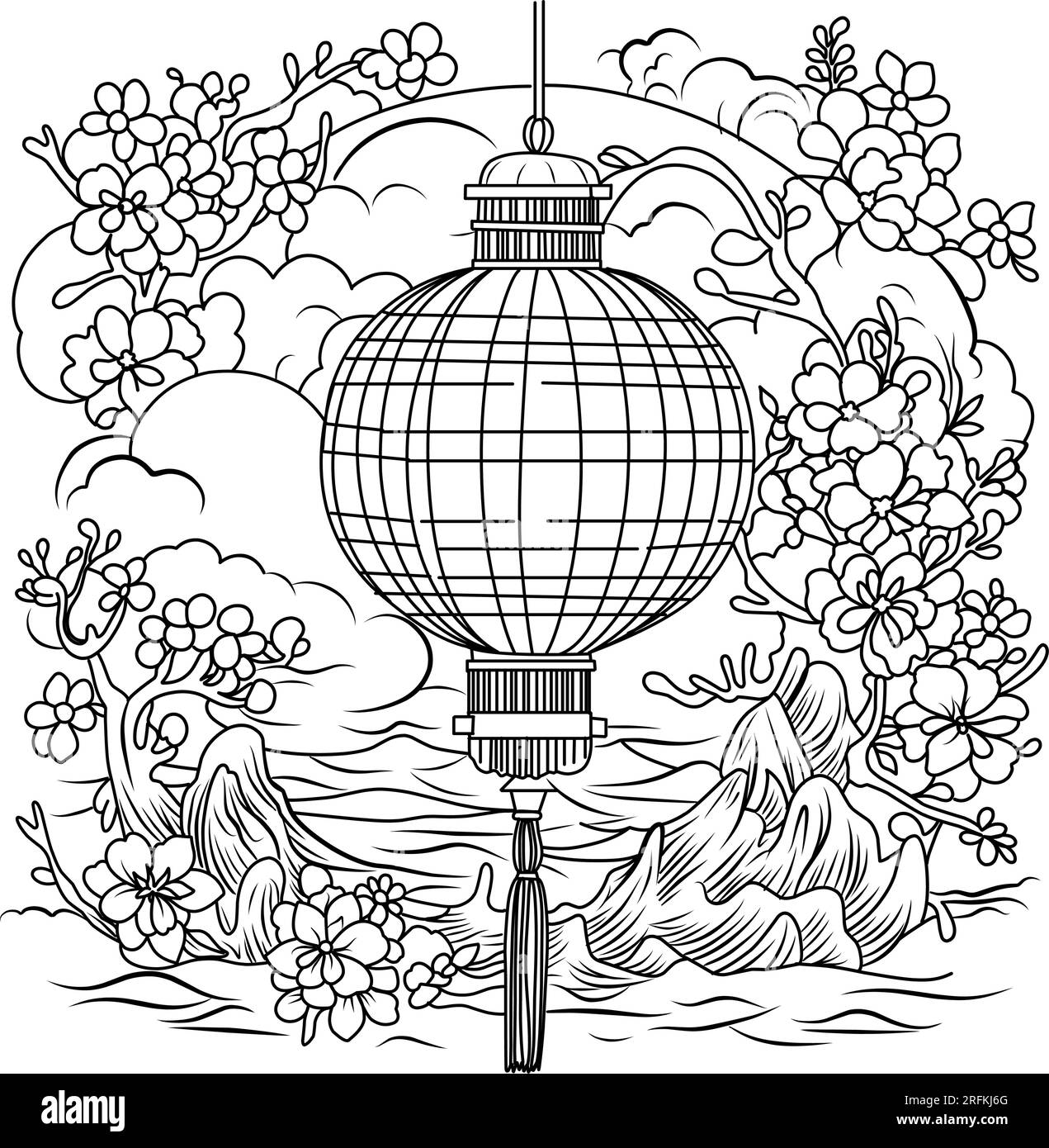 toro nagashi.Japanese lantern festival Coloring page. coloring page of