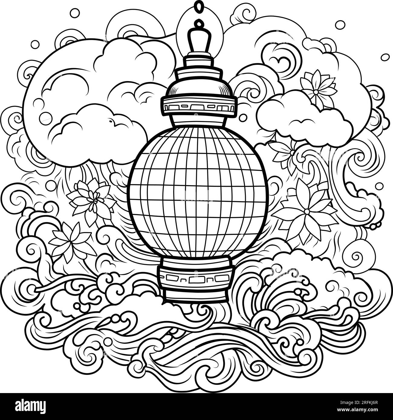 toro nagashi.Japanese lantern festival Coloring page. coloring page of