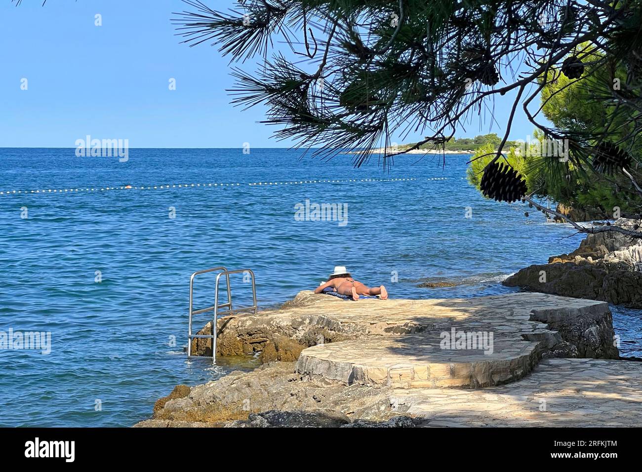 Porec, Kroatien. 02nd Aug, 2023. Plava Laguna, Adriatic coast near