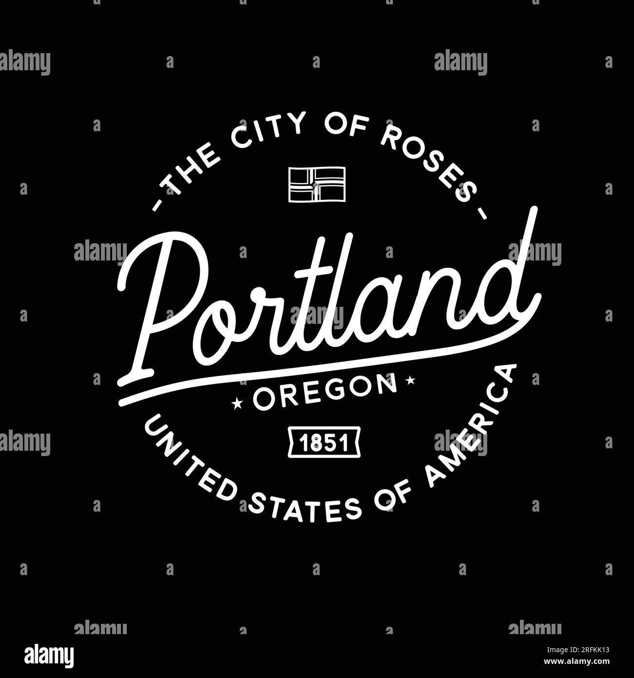 City of Portland. The city of roses. Vector and illustration Stock