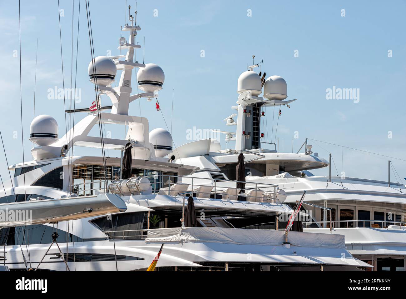 luxury yachts in a harbour in Sardegna Stock Photo