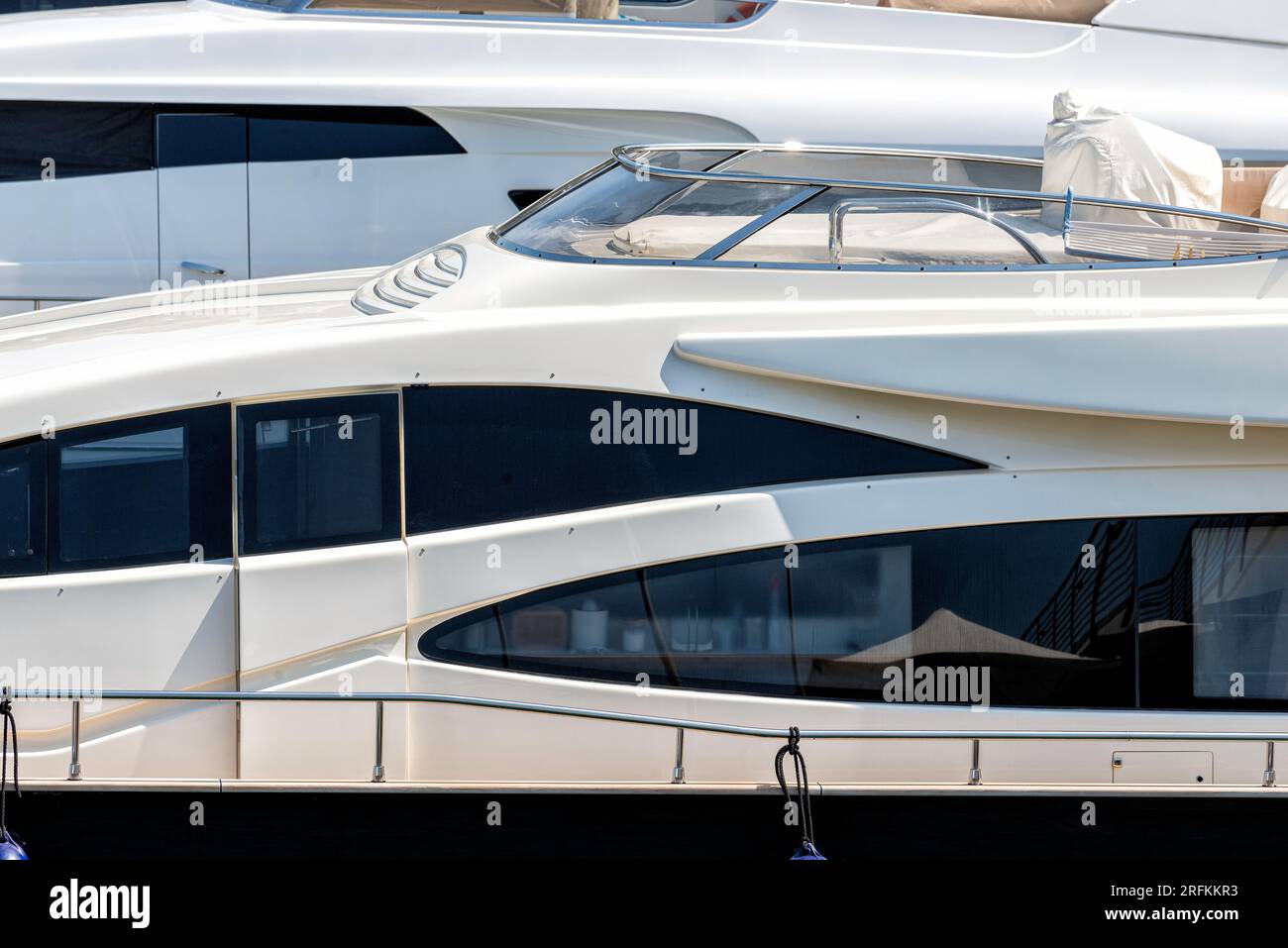 luxury yachts in a harbour in the Mediterranean Sea in Sardegna Stock Photo