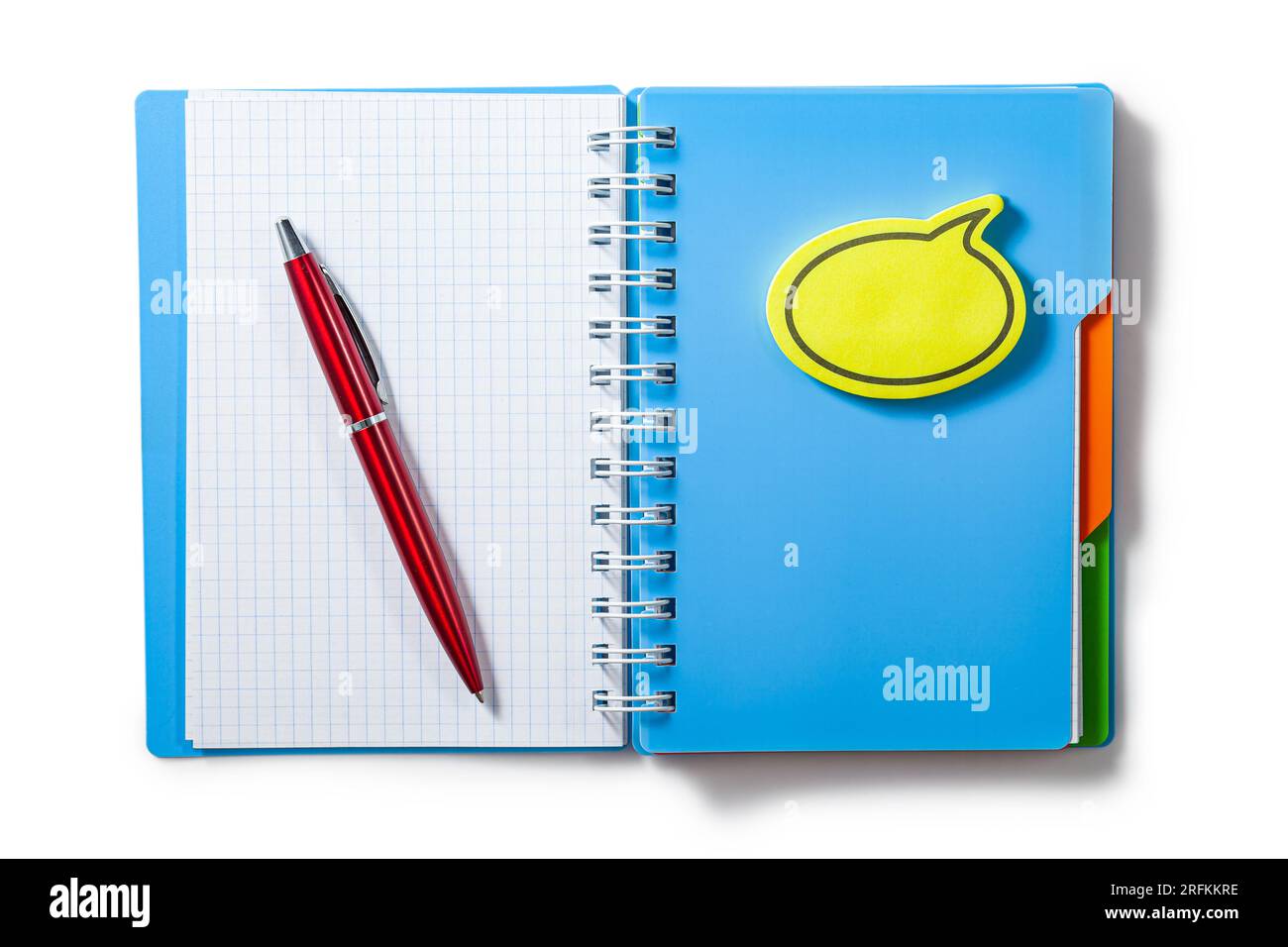 Blue Notepad With Red Ballpoint Pen Isolated On White Stock Photo