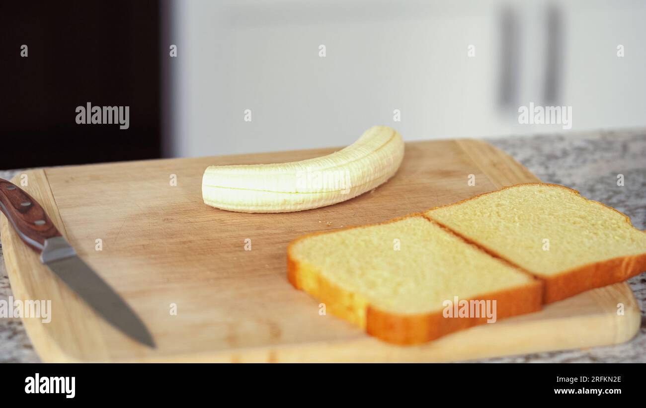 Grilled peanut butter banana sandwich Stock Photo - Alamy