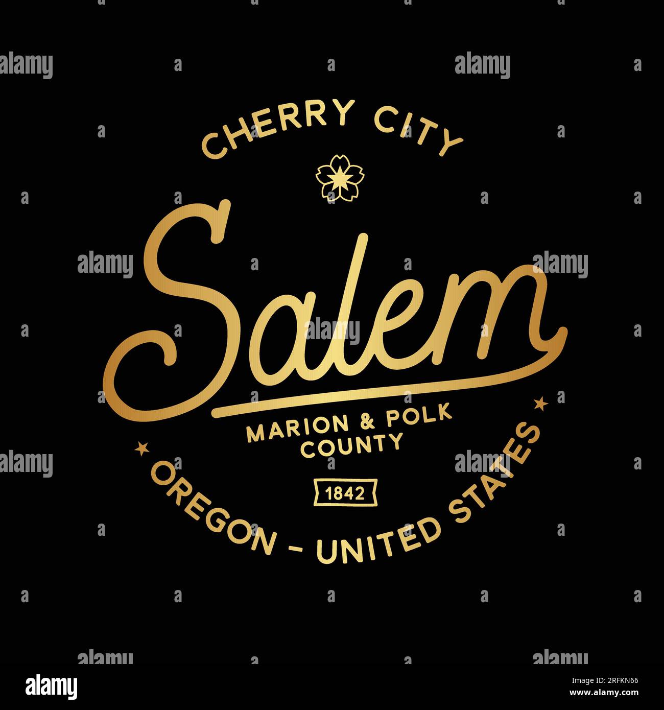 Salem, Oregon. Cherry city. Vector design template Stock Vector Image